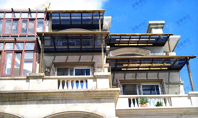 專業高端雨棚搭建，獨特的香檳金，特有面子