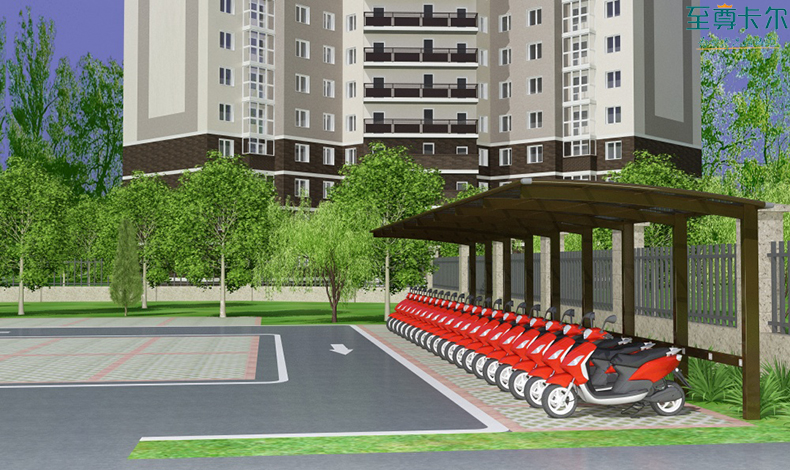 鋁合金自行車車棚設計圖？自行車棚圖片？